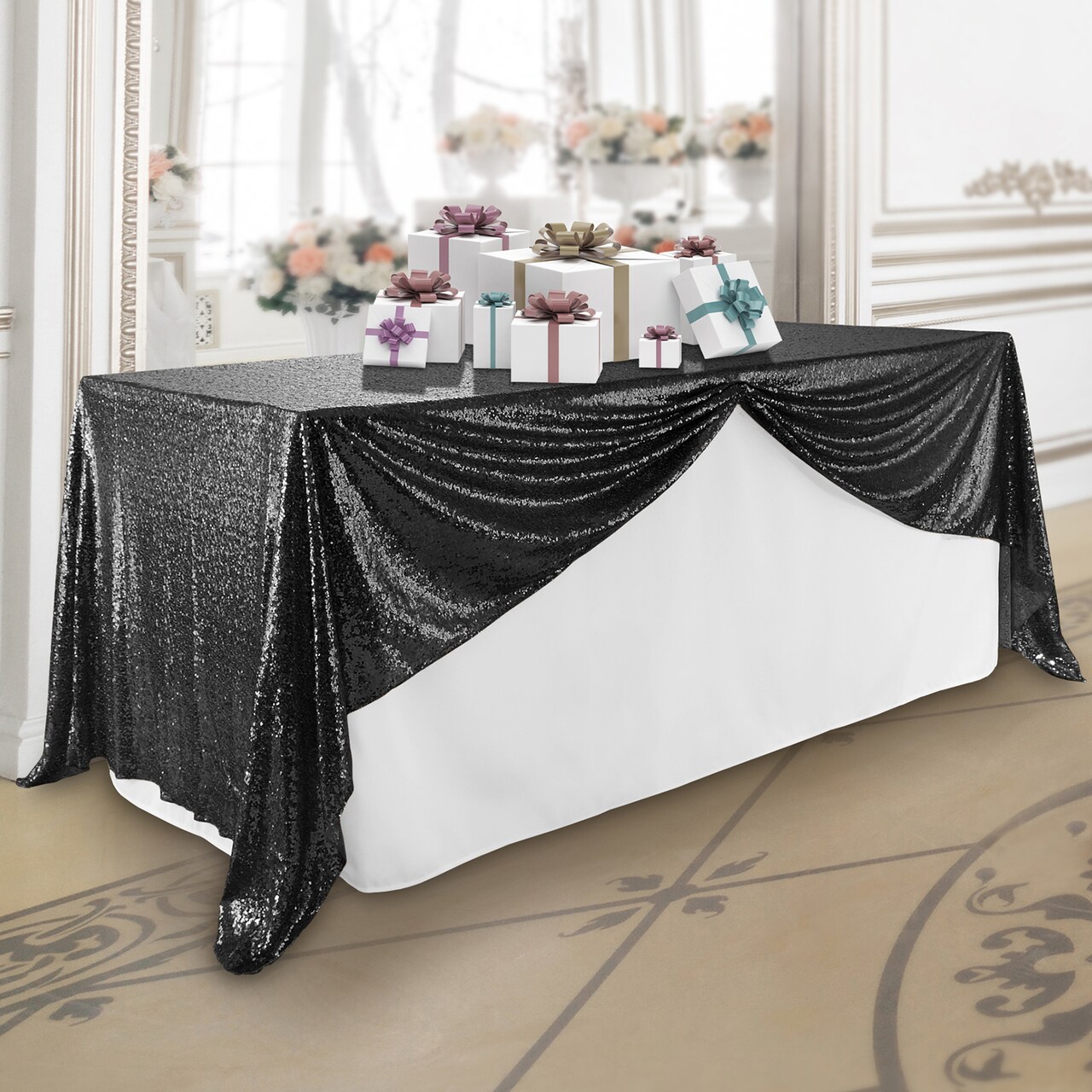 Lann's Linens Sequin Tablecloths, Overlay Covers and Table Runners